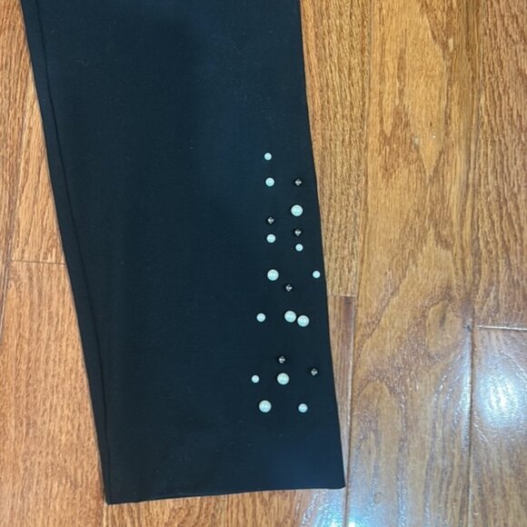 ZARA BASIC WOMEN DRESS PANTS WITH BEADED LEGS BLACK IN SIZE M - Picture 2 of 7